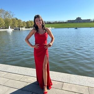 Ellie Wilde Striking Red Prom Dress